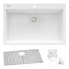 Ruvati 30 x 20 inch epiGranite Drop-in Topmount Granite Composite Quartz Single Bowl Kitchen Sink - Arctic White Matte - RVG1030WH
