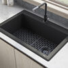 Ruvati 33 x 22 inch epiGranite Drop-in Topmount Granite Composite Quartz Single Bowl Kitchen Sink - Midnight Black - RVG1033BK