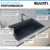 Ruvati 33 x 22 inch Granite Composite Quartz Drop-in Topmount Single Bowl Kitchen Sink - Catalina Blue - RVG1033LU