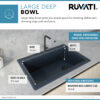 Ruvati 33 x 22 inch Granite Composite Quartz Drop-in Topmount Single Bowl Kitchen Sink - Catalina Blue - RVG1033LU