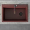 Ruvati 33 x 22 inch Granite Composite Quartz Drop-in Topmount Single Bowl Kitchen Sink - Carnelian Red - RVG1033RD