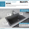 Ruvati 33 x 22 inch epiGranite Drop-in Topmount Granite Composite Quartz Single Bowl Kitchen Sink - Urban Gray - RVG1033UG