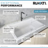 Ruvati 33 x 22 inch epiGranite Drop-in Topmount Granite Composite Quartz Single Bowl Kitchen Sink - Arctic White Matte - RVG1033WH