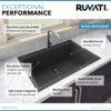 Ruvati 33 x 22 inch epiGranite Drop-in Topmount Granite Composite Quartz Single Bowl Kitchen Sink - Midnight Black - RVG1080BK