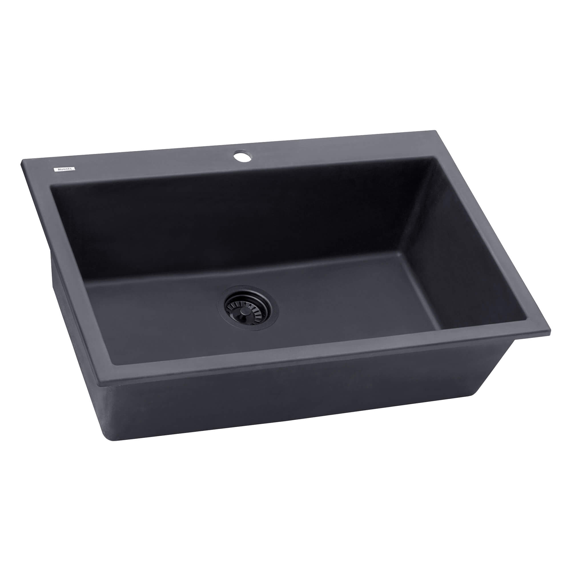 Ruvati EpiGranite Spüle – 45,7x50,8 Cm, Drop-in, Mitternachtsschwarz, Granit-Composite, Made In Italy