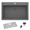 Ruvati 33 x 22 inch epiGranite Drop-in Topmount Granite Composite Quartz Single Bowl Kitchen Sink - Urban Gray - RVG1080UG