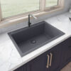Ruvati 33 x 22 inch epiGranite Drop-in Topmount Granite Composite Quartz Single Bowl Kitchen Sink - Urban Gray - RVG1080UG