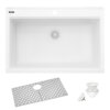 Ruvati 33 x 22 inch epiGranite Drop-in Topmount Granite Composite Quartz Single Bowl Kitchen Sink - Arctic White Matte - RVG1080WH