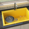 Ruvati 33 x 22 inch Granite Composite Quartz Drop-in Topmount Kitchen Sink Single Bowl - Midas Yellow - RVG1080YL