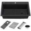 Ruvati 33-inch Granite Composite Quartz Workstation Matte Black Drop-in Topmount Kitchen Sink - RVG1302BK