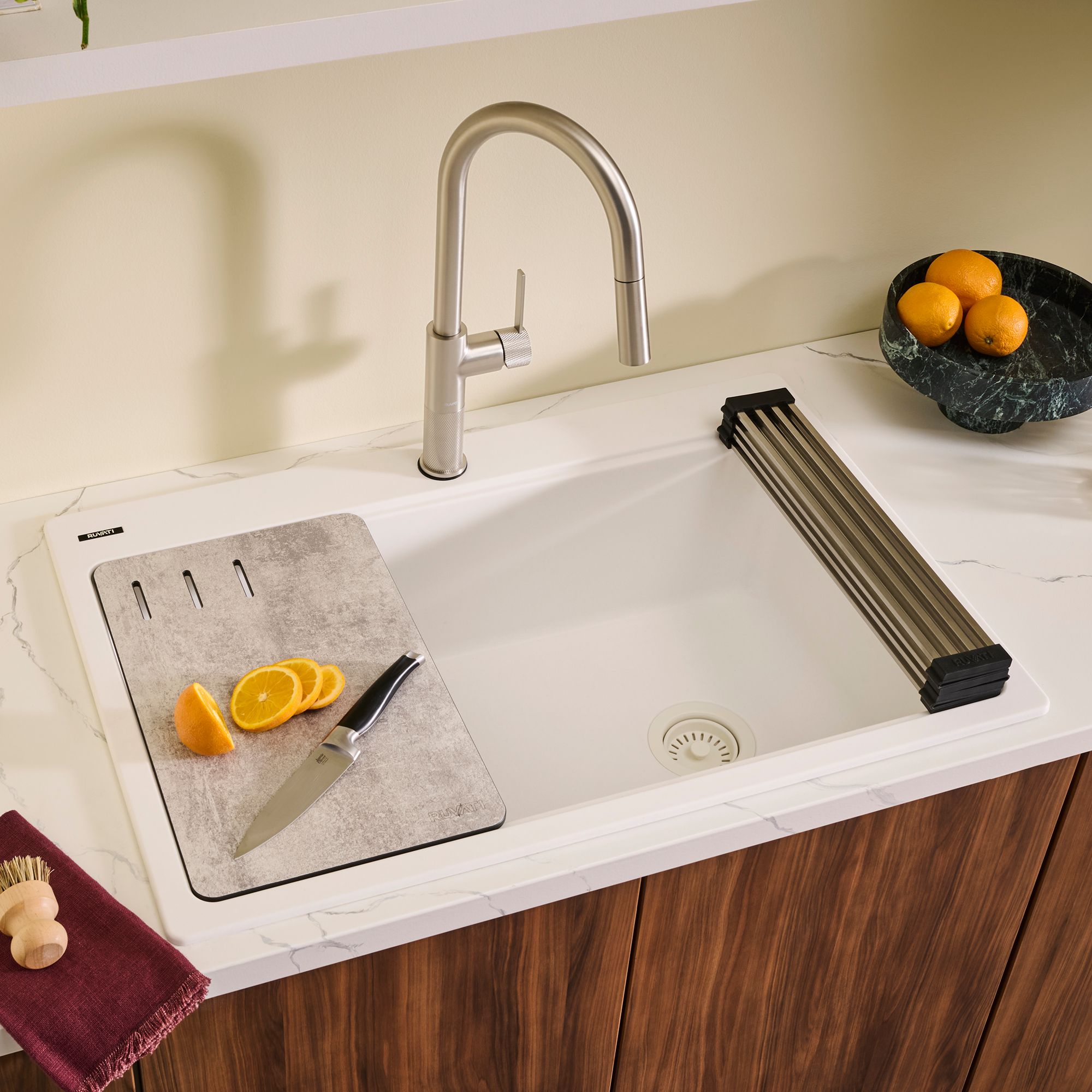 33-inch Granite Composite Workstation Drop-in Topmount Kitchen Sink Matte White - RVG1302WH view 1