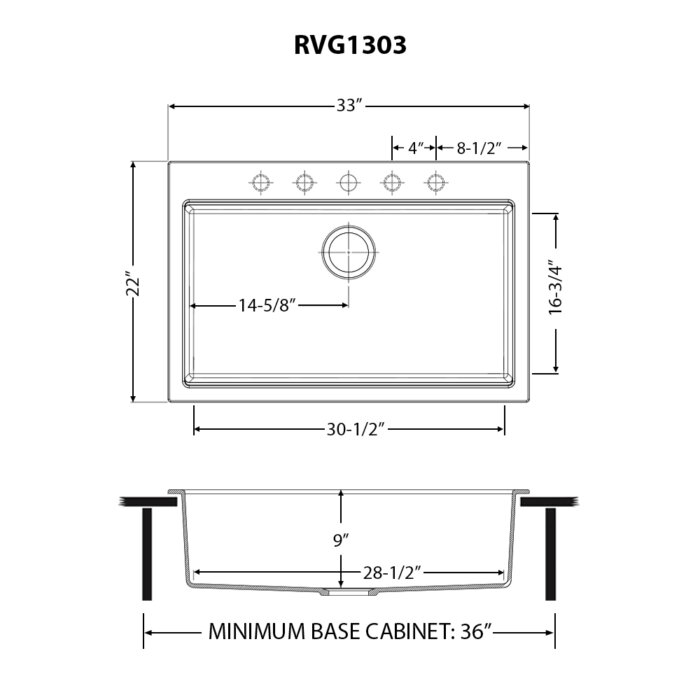 Ruvati 33-inch Drop-in Topmount Workstation Granite Composite Quartz Kitchen Sink - Arctic White - RVG1303WH