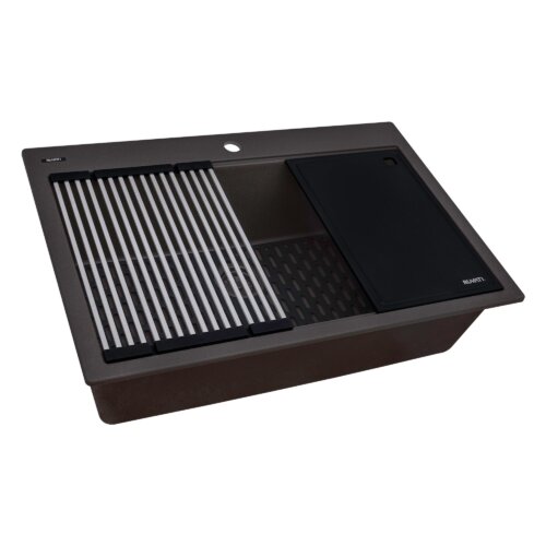 Ruvati 33-inch Granite Composite Quartz Workstation Drop-in Topmount Kitchen Sink Espresso - RVG1306ES