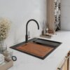 Ruvati 25-inch epiRock Workstation Charcoal Black Topmount Laundry Sink - RVG1321CK