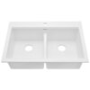 Ruvati 33-inch Drop-in Topmount Workstation 50/50 Double Bowl Granite Composite Quartz Kitchen Sink - Arctic White Matte - RVG1343WH