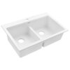 Ruvati 33-inch Drop-in Topmount Workstation 50/50 Double Bowl Granite Composite Quartz Kitchen Sink - Arctic White Matte - RVG1343WH