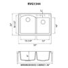 Ruvati 33 x 22 inch epiGranite Drop-in Topmount Granite Composite Quartz Double Bowl Kitchen Sink - Caribbean Sand - RVG1344CS