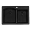 Ruvati 33 x 22 inch epiGranite Drop-in Topmount Granite Composite Quartz Double Bowl Kitchen Sink - Midnight Black - RVG1344BK
