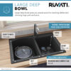 Ruvati 33 x 22 inch epiGranite Drop-in Topmount Granite Composite Quartz Double Bowl Kitchen Sink - Midnight Black - RVG1344BK