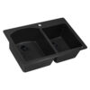 Ruvati 33 x 22 inch epiGranite Drop-in Topmount Granite Composite Quartz Double Bowl Kitchen Sink - Midnight Black - RVG1344BK