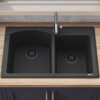 Ruvati 33 x 22 inch epiGranite Drop-in Topmount Granite Composite Quartz Double Bowl Kitchen Sink - Midnight Black - RVG1344BK