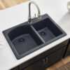 Midnight Black Dual-Mount Double Bowl Sink