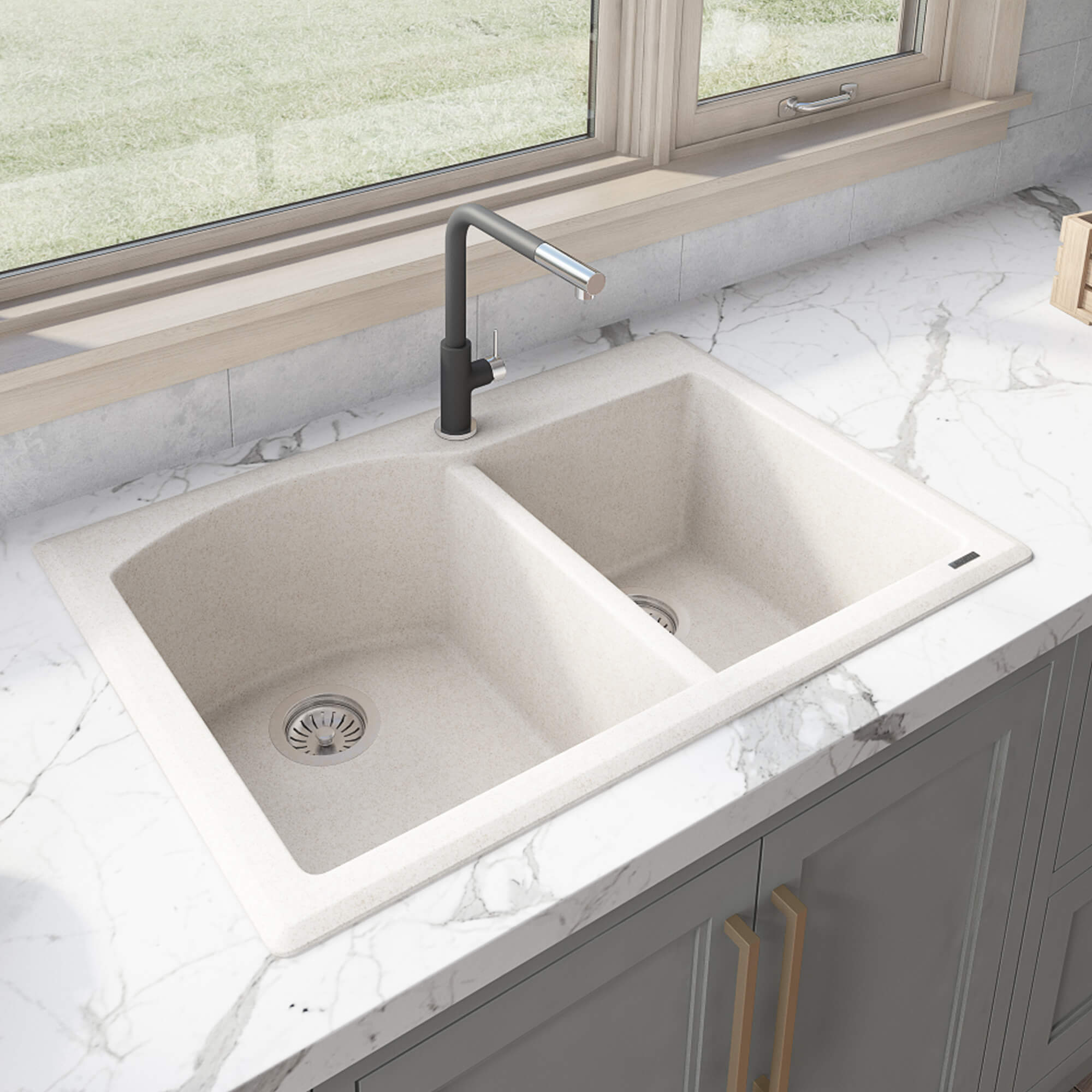 Ruvati 33 x 22 inch epiGranite Drop-in Topmount Granite Composite