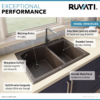 Ruvati 33 x 22 inch epiGranite Drop-in Topmount Granite Composite Quartz Double Bowl Kitchen Sink - Espresso Brown - RVG1344ES