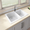 Ruvati 33 x 22 inch epiGranite Drop-in Topmount Granite Composite Quartz Double Bowl Kitchen Sink - Arctic White Matte - RVG1344WH
