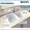 Ruvati 33 x 22 inch epiGranite Drop-in Topmount Granite Composite Quartz Double Bowl Kitchen Sink - Arctic White Matte - RVG1344WH