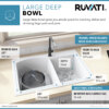 Ruvati 33 x 22 inch epiGranite Drop-in Topmount Granite Composite Quartz Double Bowl Kitchen Sink - Arctic White Matte - RVG1344WH