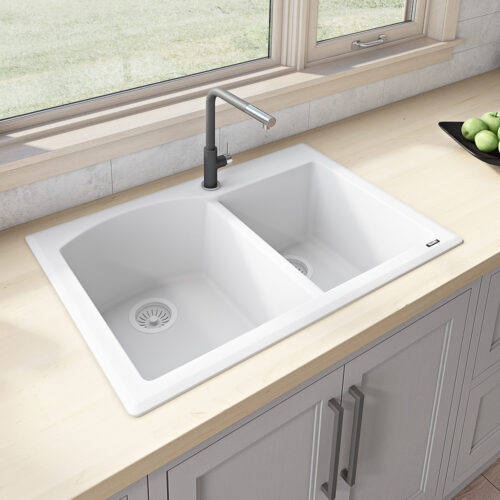 Arctic White Dual-Mount Double Bowl Sink