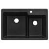 Ruvati 33 x 22 inch epiGranite Drop-in Topmount Granite Composite Quartz Double Bowl Kitchen Sink - Midnight Black - RVG1347BK