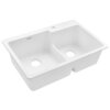 Ruvati 33 x 22 inch epiGranite Drop-in Topmount Granite Composite Quartz Double Bowl Kitchen Sink - Arctic White Matte - RVG1347WH