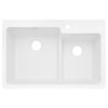 Ruvati 33 x 22 inch epiGranite Drop-in Topmount Granite Composite Quartz Double Bowl Kitchen Sink - Arctic White Matte - RVG1347WH