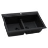 Ruvati 34 inch epiGranite Drop-in Topmount Workstation Ledge Granite Composite Quartz Kitchen Sink - Midnight Black - RVG1350BK