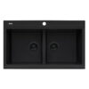 Ruvati 34 inch epiGranite Drop-in Topmount Workstation Ledge Granite Composite Quartz Kitchen Sink - Midnight Black - RVG1350BK