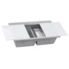 Ruvati 34 inch epiGranite Drop-in Topmount Workstation Ledge Granite Composite Quartz Kitchen Sink - Silver Gray - RVG1350GR