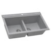 Ruvati 34 inch epiGranite Drop-in Topmount Workstation Ledge Granite Composite Quartz Kitchen Sink - Silver Gray - RVG1350GR