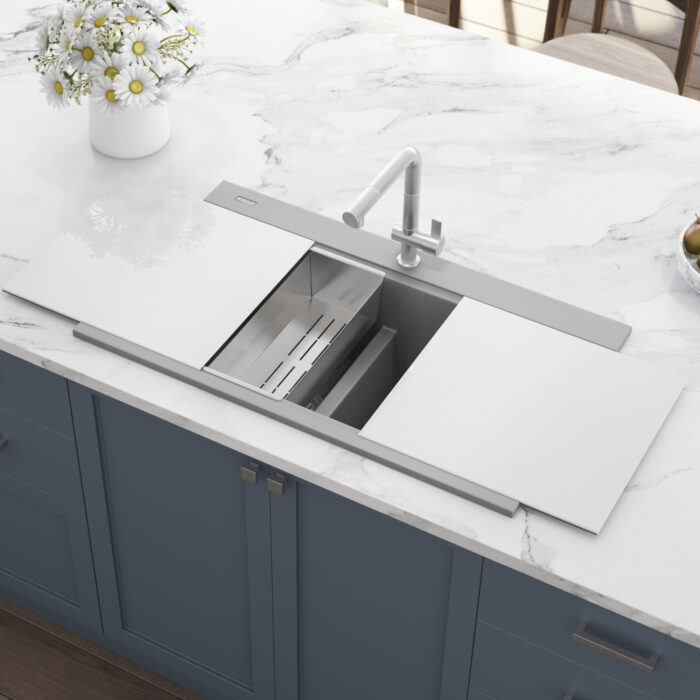 Silver Gray Ledge Workstation Sink