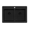 Ruvati 33 x 22 inch epiGranite Drop-in Topmount Granite Composite Quartz Double Bowl Kitchen Sink - Midnight Black - RVG1388BK