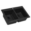 Ruvati 33 x 22 inch epiGranite Drop-in Topmount Granite Composite Quartz Double Bowl Kitchen Sink - Midnight Black - RVG1388BK