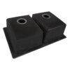 Ruvati 33 x 22 inch epiGranite Drop-in Topmount Granite Composite Quartz Double Bowl Kitchen Sink - Midnight Black - RVG1388BK