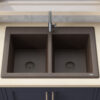Ruvati 33 x 22 inch epiGranite Drop-in Topmount Granite Composite Quartz Double Bowl Kitchen Sink - Espresso Brown - RVG1388ES