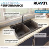 Ruvati 33 x 22 inch epiGranite Drop-in Topmount Granite Composite Quartz Double Bowl Kitchen Sink - Espresso Brown - RVG1388ES