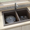 Ruvati 33 x 22 inch epiGranite Drop-in Topmount Granite Composite Quartz Double Bowl Kitchen Sink - Espresso Brown - RVG1388ES