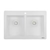 Ruvati 33 x 22 inch epiGranite Drop-in Topmount Granite Composite Quartz Double Bowl Kitchen Sink - Arctic White Matte - RVG1388WH