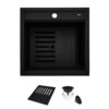 Ruvati 20-inch epiCube Granite Composite Quartz Workstation Matte Black Drop-in Topmount Wet Bar Prep Sink - RVG1620BK
