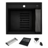 Ruvati 23-inch epiCube Granite Composite Quartz Workstation Matte Black Drop-in Topmount Wet Bar Prep Sink - RVG1622BK