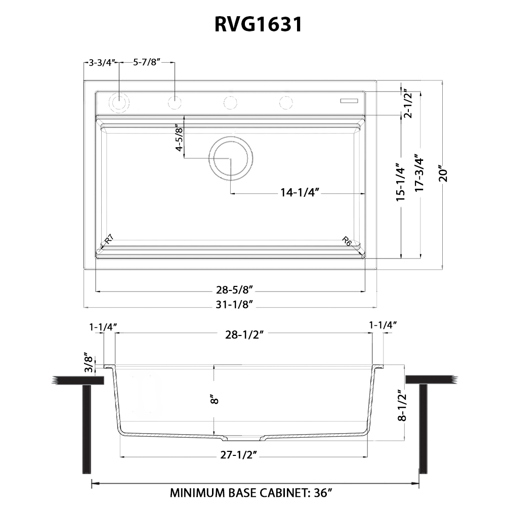 Ruvati 31-inch epiCube Granite Composite Quartz Workstation Matte